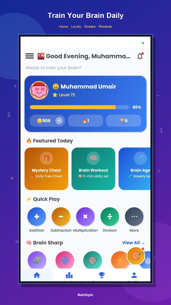 MathDigits app home